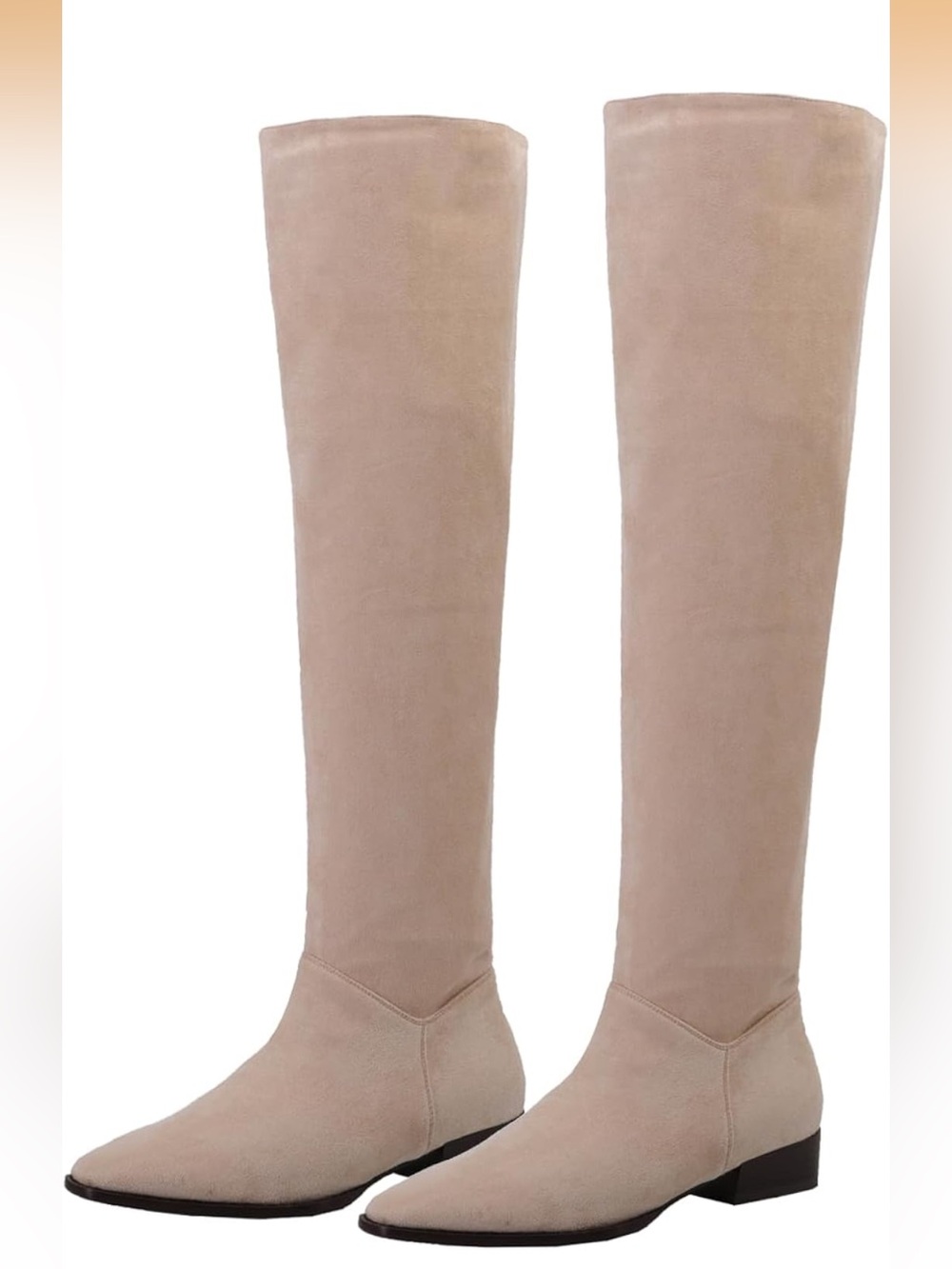 Low Flat Heel Western Knee High Boots Extra Wide Calf Square Toe Thigh High